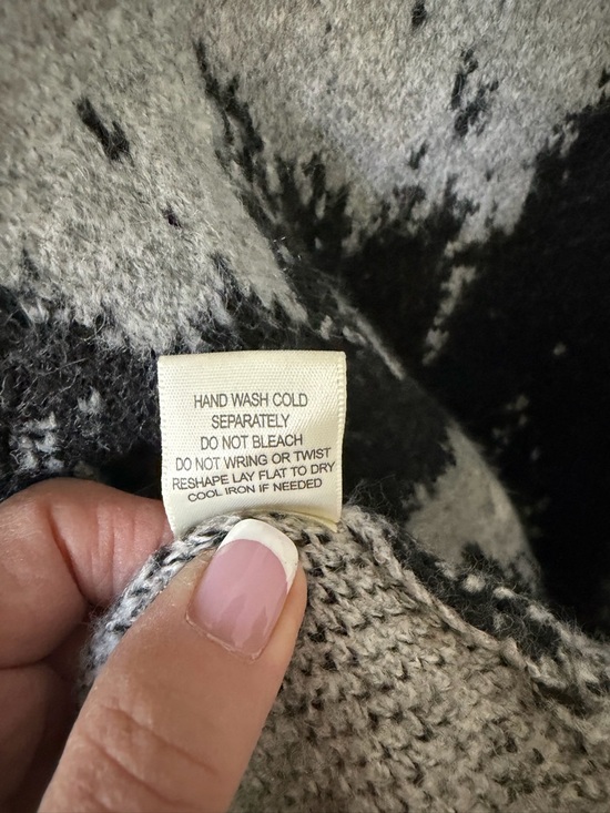 Promesa Abstract Mountain Long Open-Front Sweater Cardigan Coat S/M - Picture 8 of 10